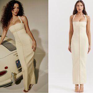 HouseofCB MIA Ecru Halter Maxi Dress
